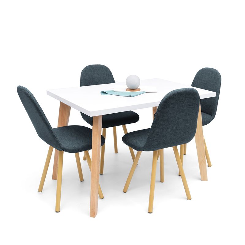 MICA - Juego de Comedor Moderno para 4 Personas Gris (Comedor + 4 Sillas) Mica