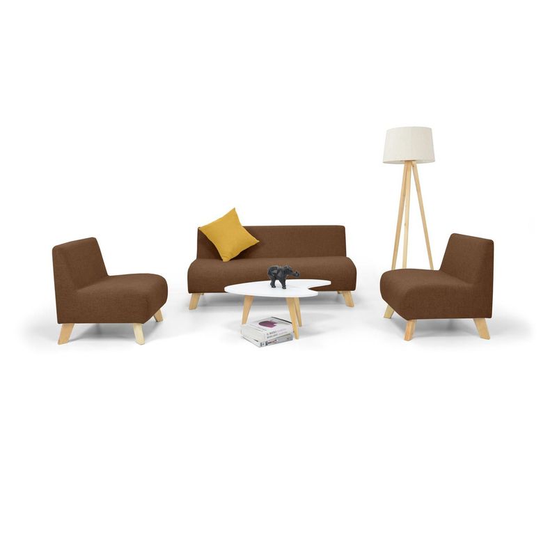 MICA - Juego de Sala Moderno en Tela (Sofá + 2 Poltronas + Mesa de Centro) Taniz Mica