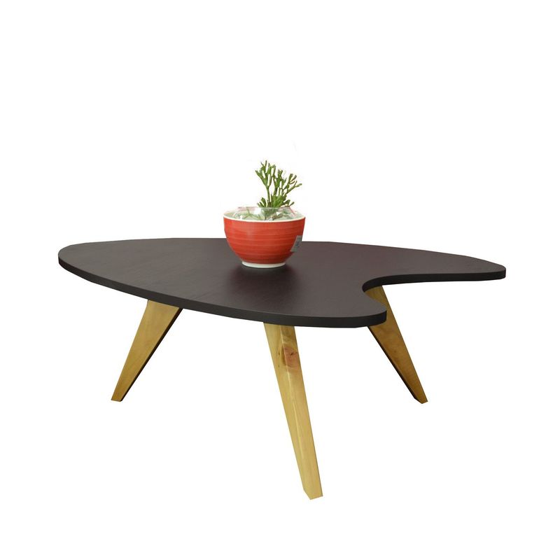 MICA - Mesa de Centro Moderna Forma Irregular  en Madera Taniz 51 x 35 x 82 cm Mica  - Mueble