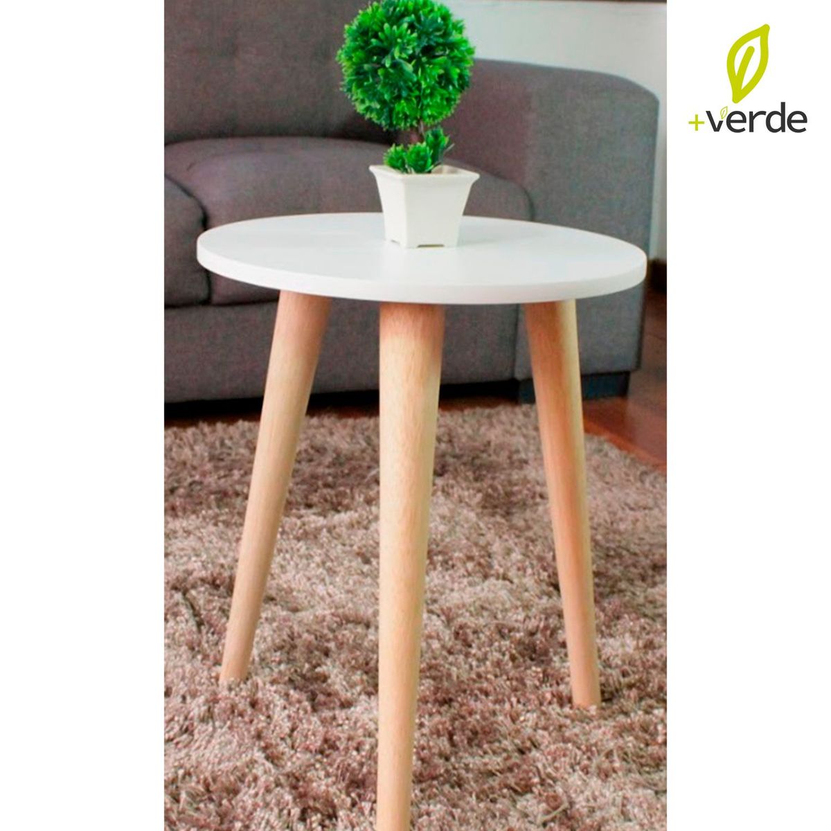 DKO DESIGN - Mesa Auxiliar Moderna Redonda en Madera 39 x 51 x 39 cm Dko Design  - Mueble