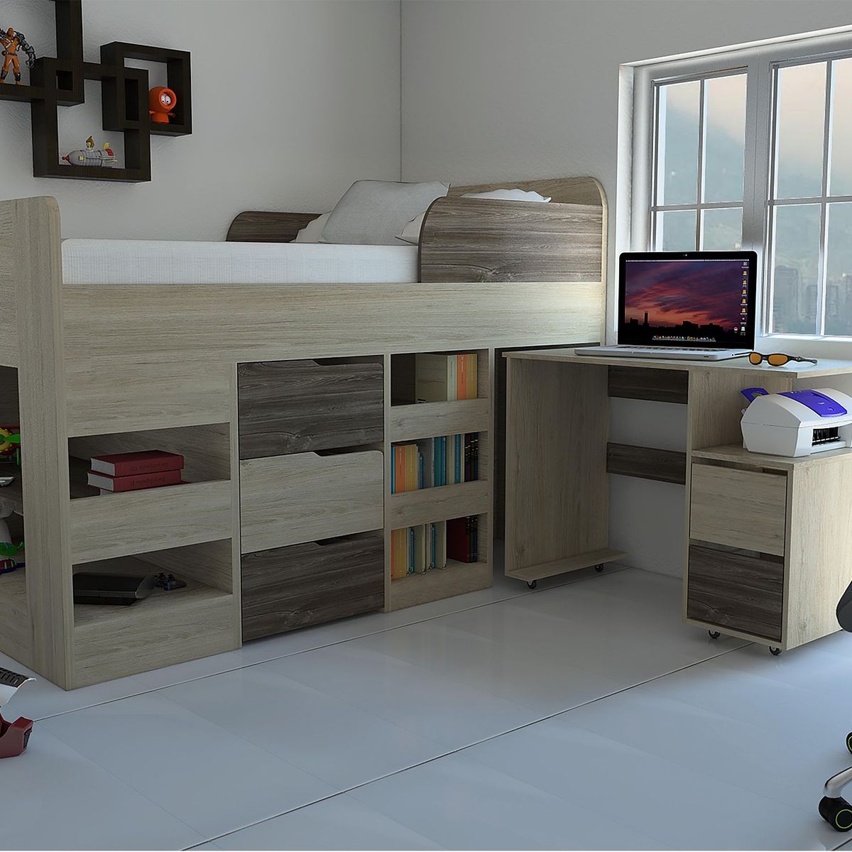 RTA MUEBLES - Cama Nido Infantil con Escritorio