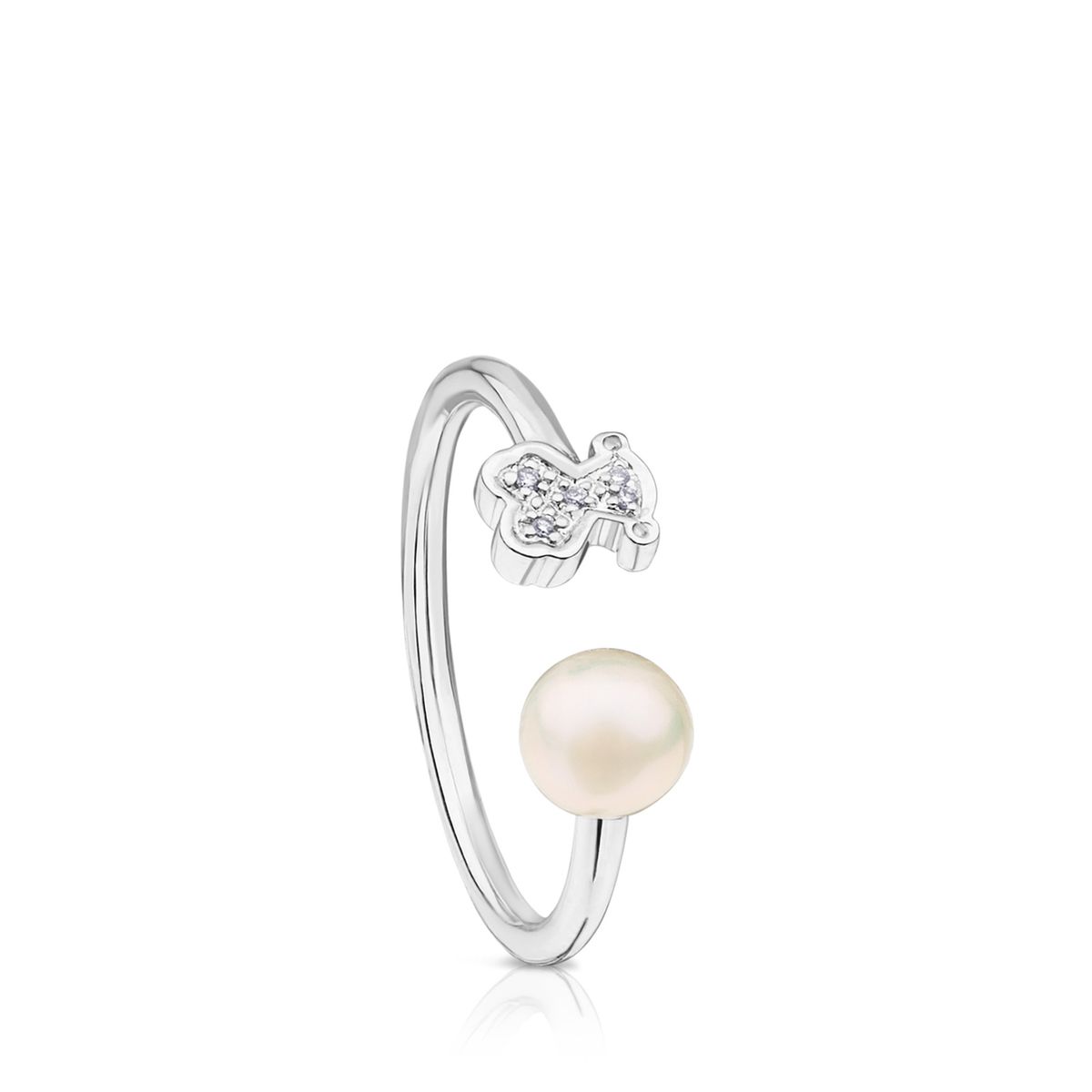 TOUS - Anillo De Oro Blanco Con Diamantes Y Perla Cultivada Puppies