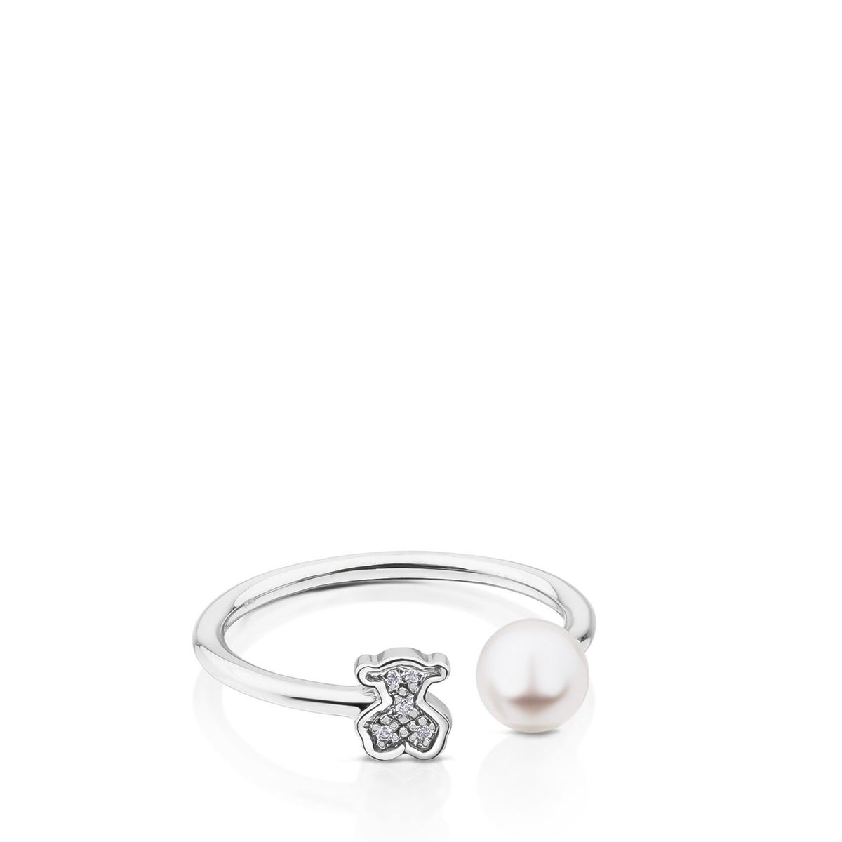 TOUS - Anillo De Oro Blanco Con Diamantes Y Perla Cultivada Puppies