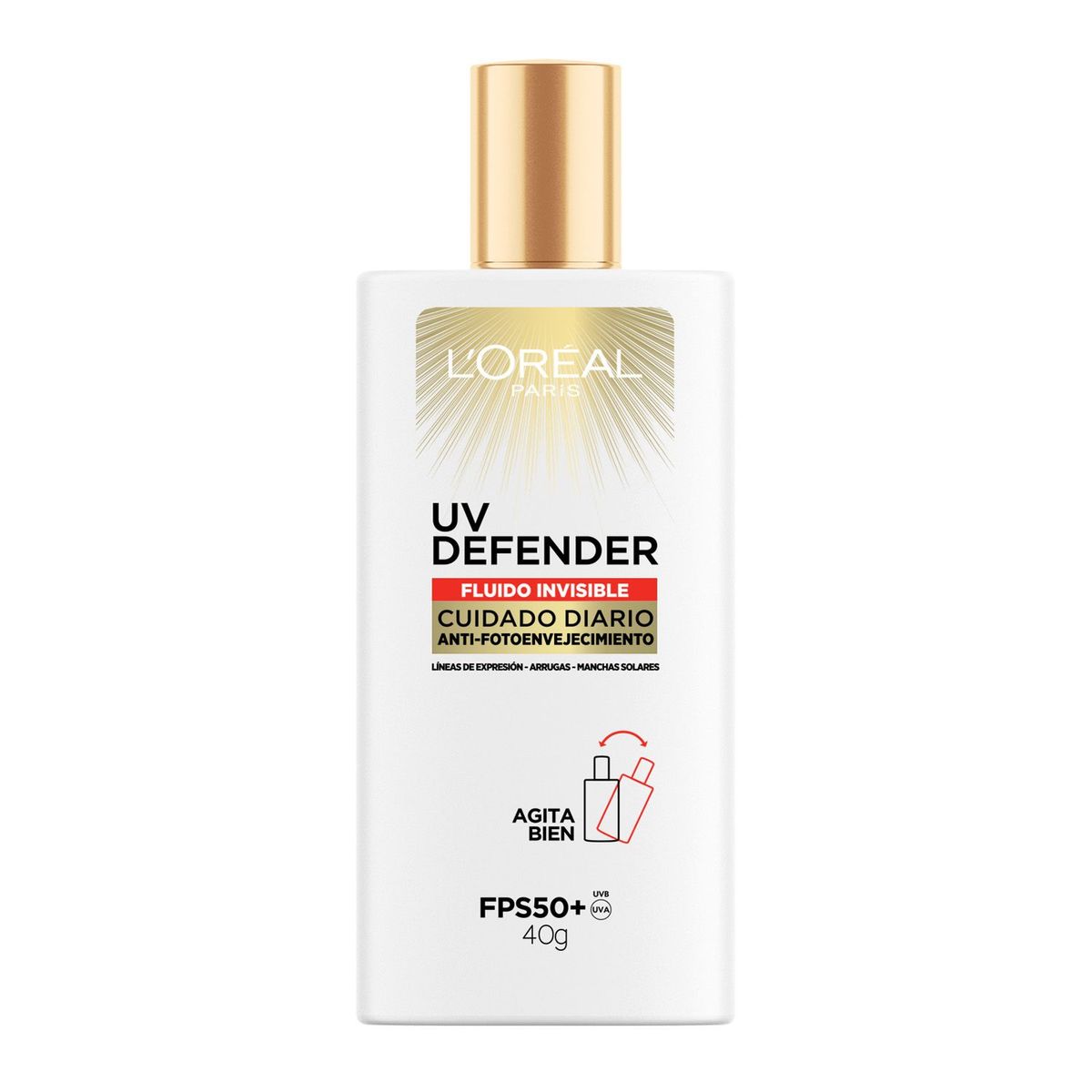 LOREAL PARIS - Protector Solar Loreal París Uv Defender Fluido Invisible Fps 50 X 40 Ml