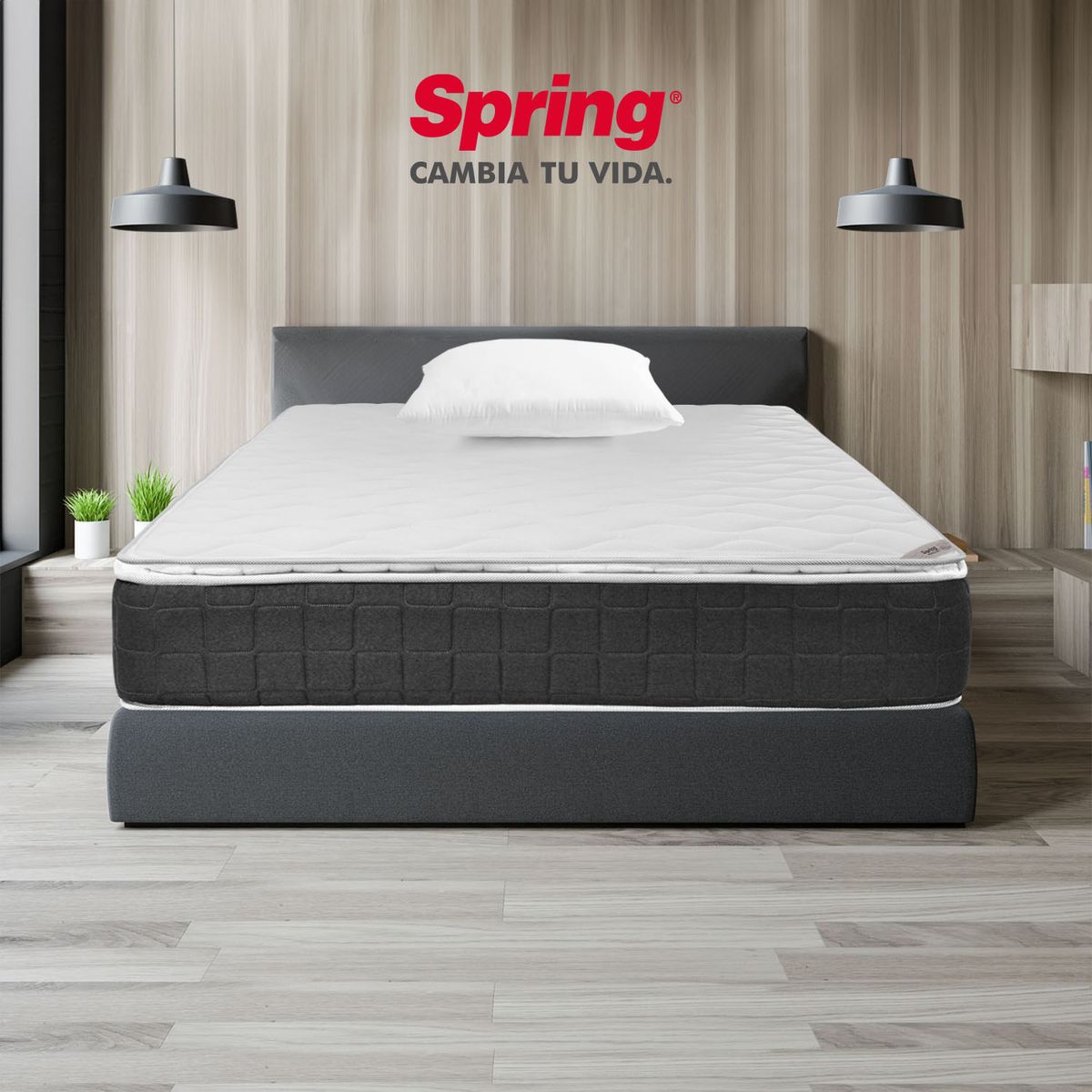 COLCHONES SPRING - Colchón SemiDoble Firmeza Media Ortopédico con Pillow Resortado Sensation 120 x 190 cm + 1 Almohada Colchones Spring