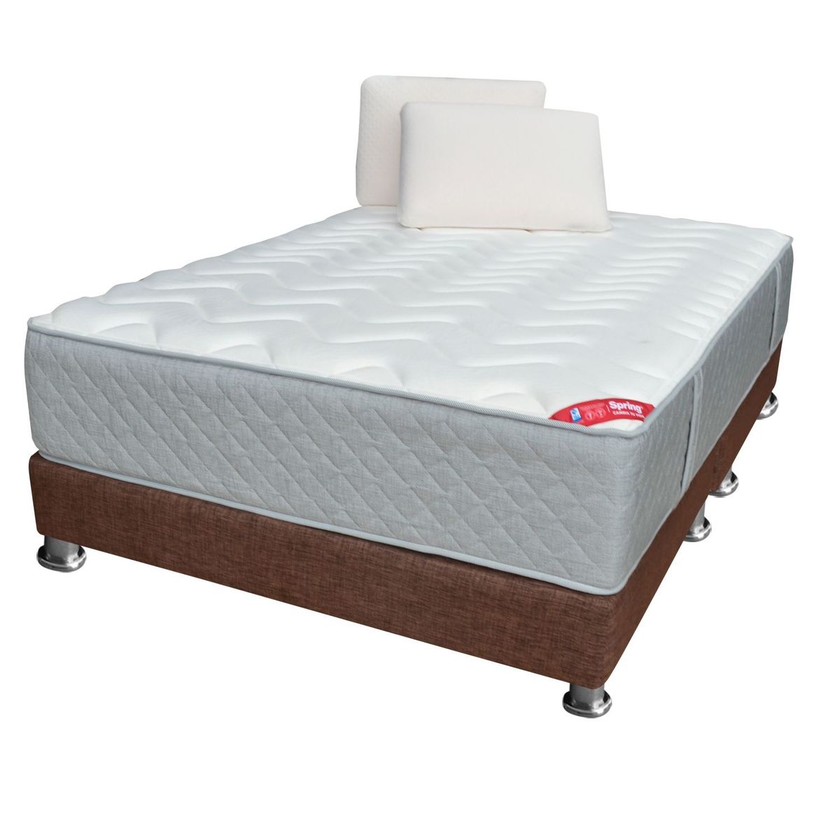 COLCHONES SPRING - Colchón con basecama King Espuma Gardens 200 x 200 cm + 1 Almohada Colchones Spring