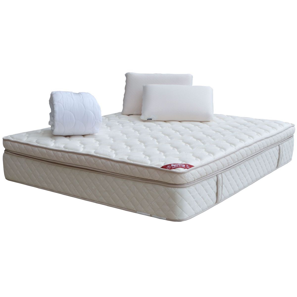 COLCHONES SPRING - Colchón Doble Espuma Boreal 140 x 190 cm + 1 Almohada + Protector Colchones Spring