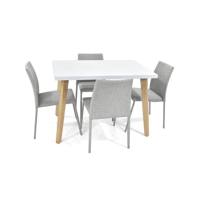MICA - Juego de Comedor Moderno para 4 Personas Gris (Comedor + 4 Sillas) Mica