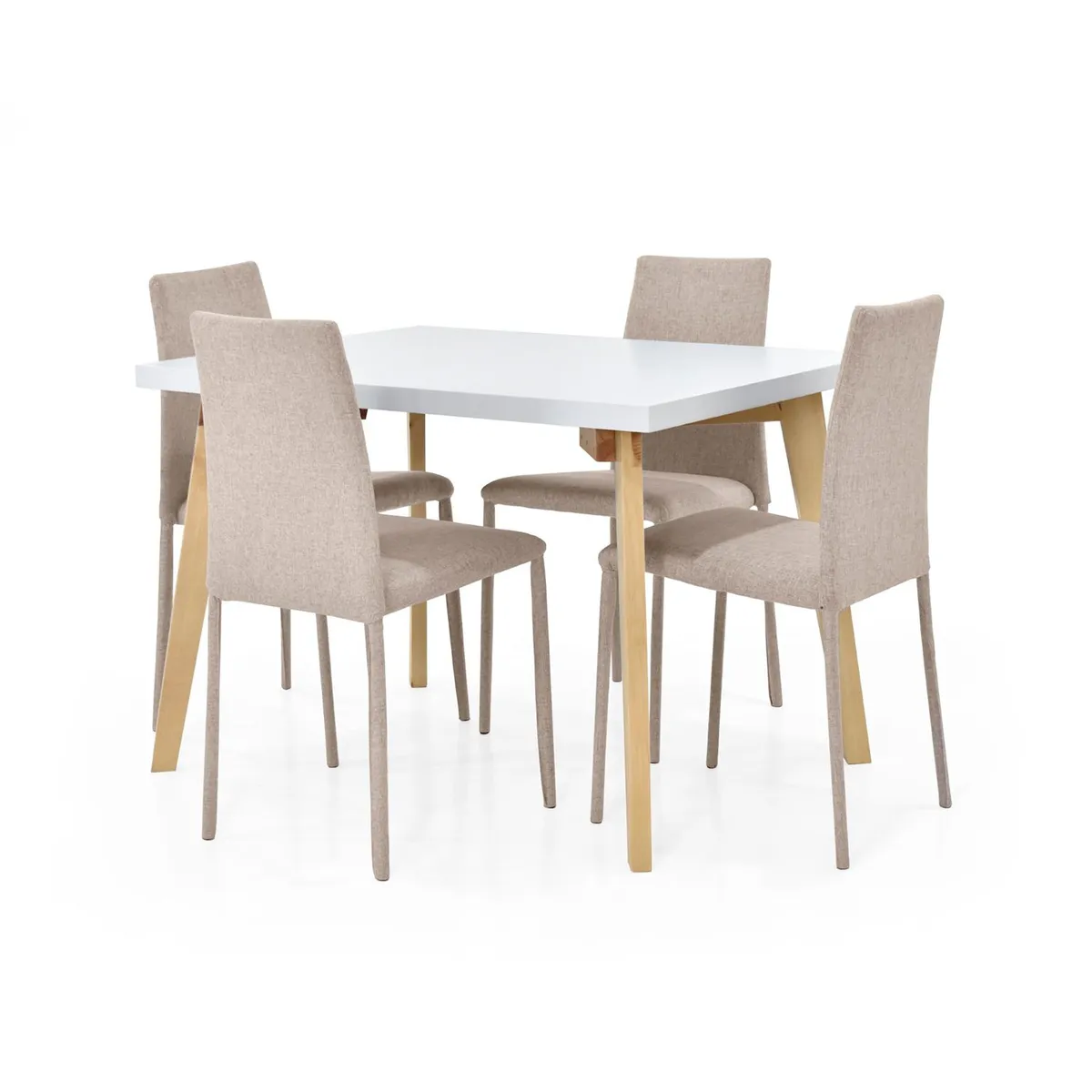 MICA - Juego de Comedor Moderno para 4 Personas Beige (Comedor + 4 Sillas) Mica