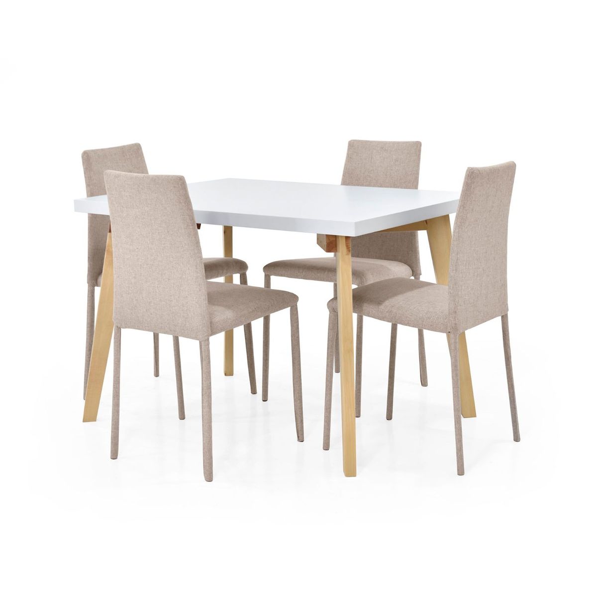 MICA - Juego de Comedor Moderno para 4 Personas Beige (Comedor + 4 Sillas) Mica