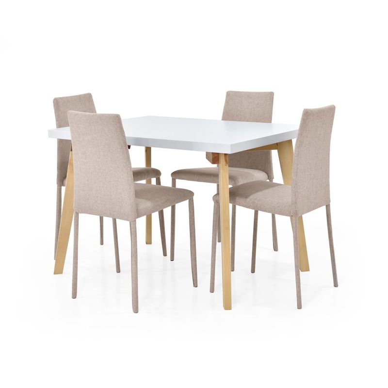 MICA - Juego de Comedor Moderno para 4 Personas Beige (Comedor + 4 Sillas) Mica