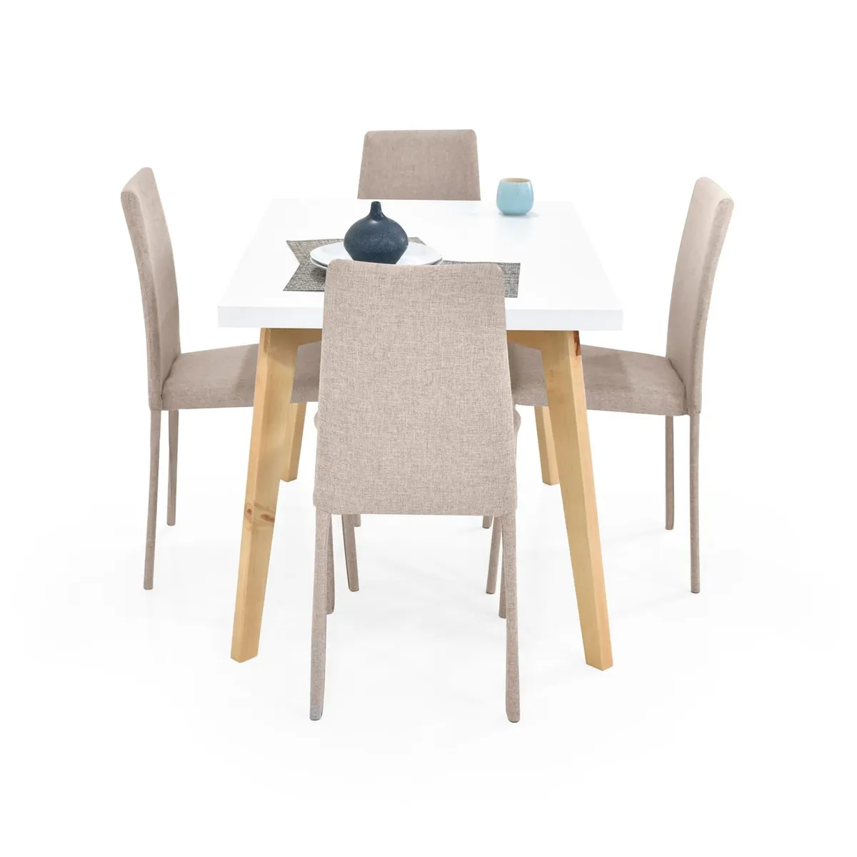 MICA - Juego de Comedor Moderno para 4 Personas Beige (Comedor + 4 Sillas) Mica