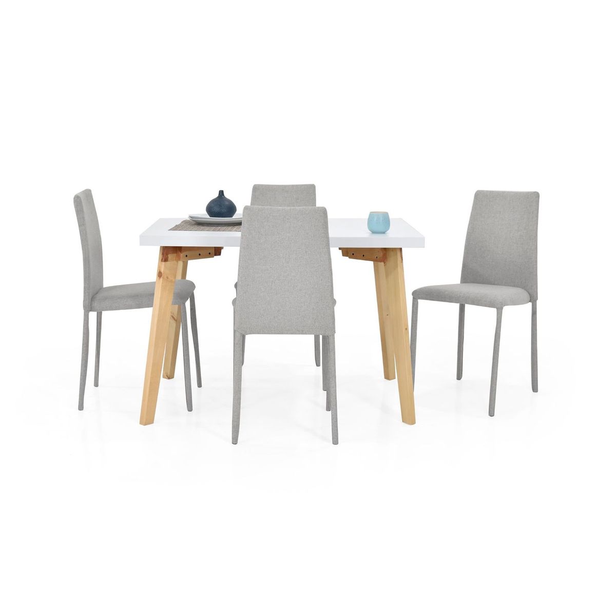 MICA - Juego de Comedor Moderno para 4 Personas Beige (Comedor + 4 Sillas) Mica