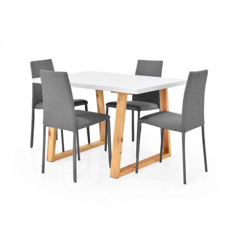 MICA - Juego de Comedor Moderno para 4 Personas Gris (Comedor + 4 Sillas) Mica