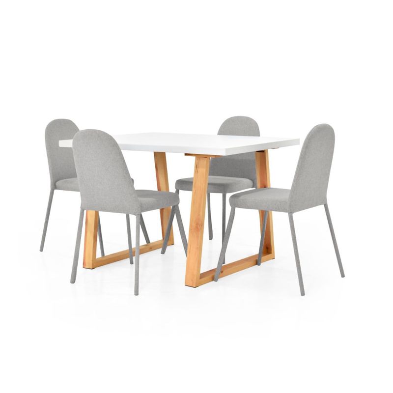 MICA - Juego de Comedor Moderno para 4 Personas Gris (Comedor + 4 Sillas) Mica