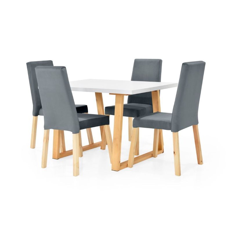 MICA - Juego de Comedor Moderno para 4 Personas Gris (Comedor + 4 Sillas) Mica