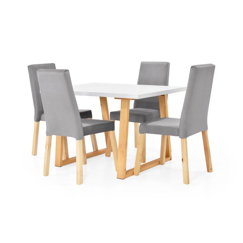 MICA - Juego de Comedor Moderno para 4 Personas Gris (Comedor + 4 Sillas) Mica