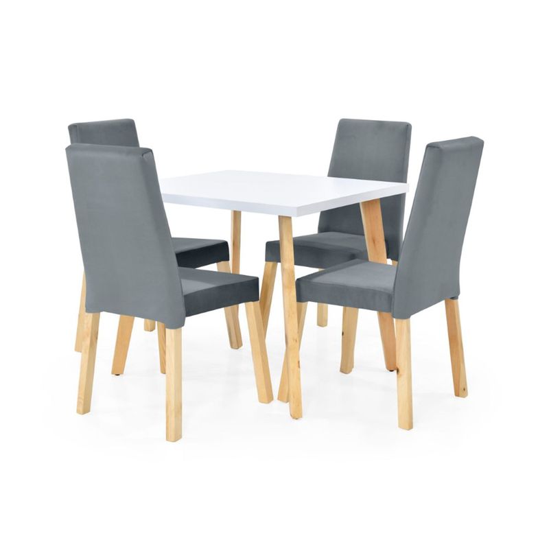 MICA - Juego de Comedor Moderno para 4 Personas Gris (Comedor + 4 Sillas) Mica