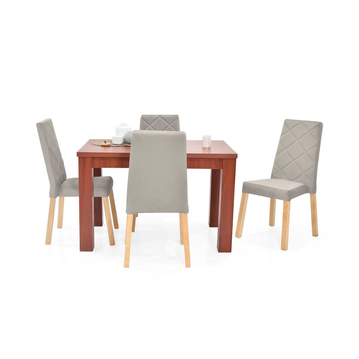 MICA - Juego de Comedor Moderno para 4 Personas Gris (Comedor + 4 Sillas) Mica