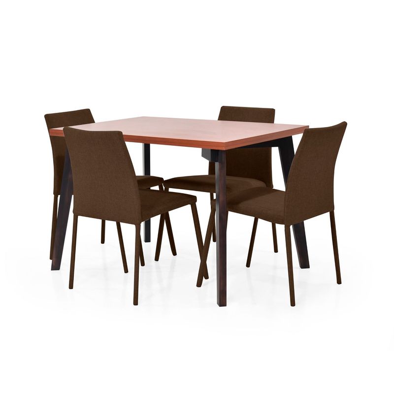 MICA - Juego de Comedor Moderno para 4 Personas Café (Comedor + 4 Sillas) Mica