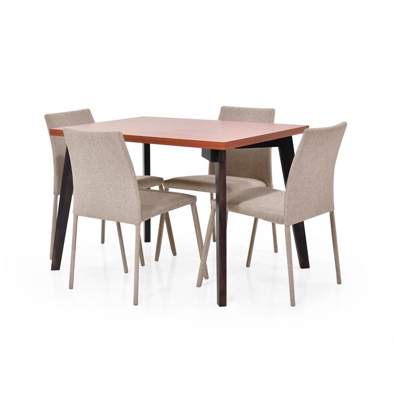 MICA - Juego de Comedor Moderno para 4 Personas Café (Comedor + 4 Sillas) Mica