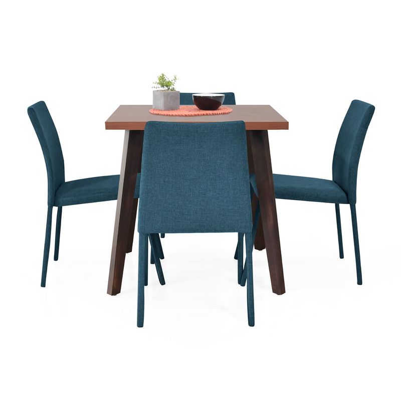 MICA - Juego de Comedor Moderno para 4 Personas Azul (Comedor + 4 Sillas) Mica