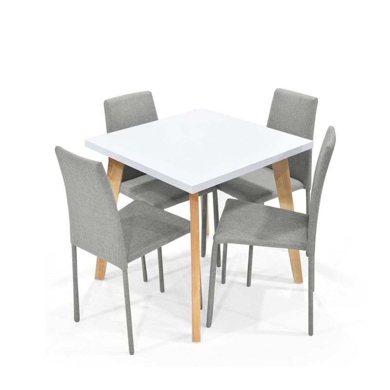 MICA - Juego de Comedor Moderno para 4 Personas Gris (Comedor + 4 Sillas) Mica