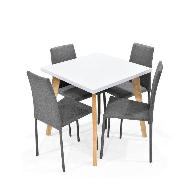 MICA - Juego de Comedor Moderno para 4 Personas Gris (Comedor + 4 Sillas) Mica