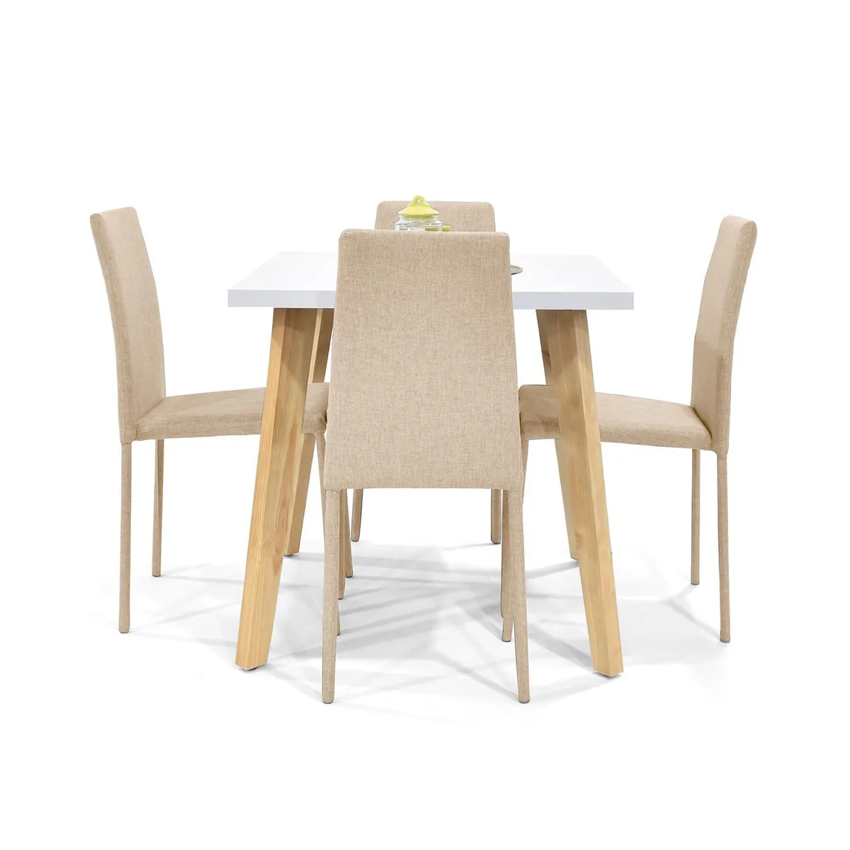 MICA - Juego de Comedor Moderno para 4 Personas Gris (Comedor + 4 Sillas) Mica