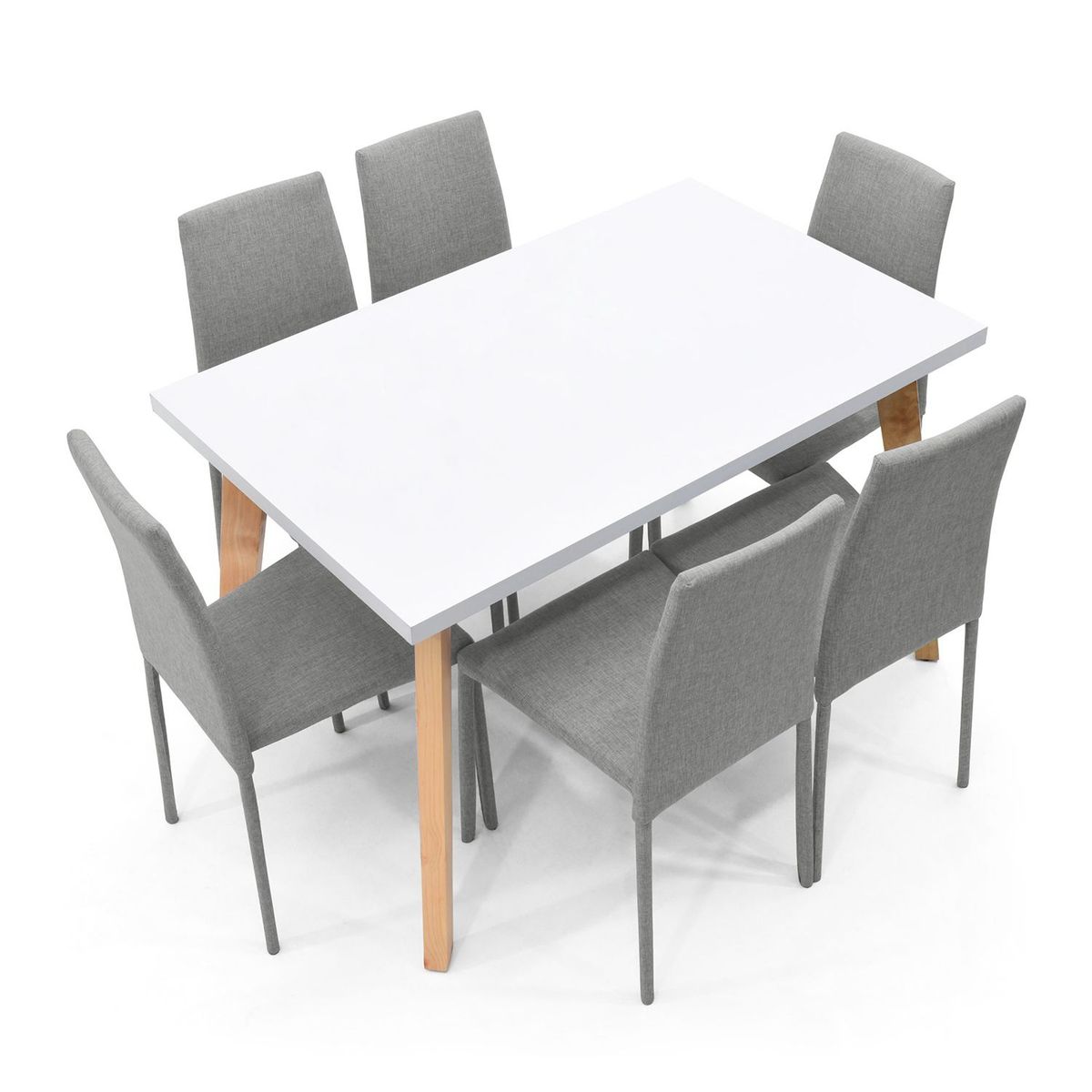 MICA - Juego de Comedor Moderno para 6 Personas Gris (Comedor + 6 Sillas) Mica