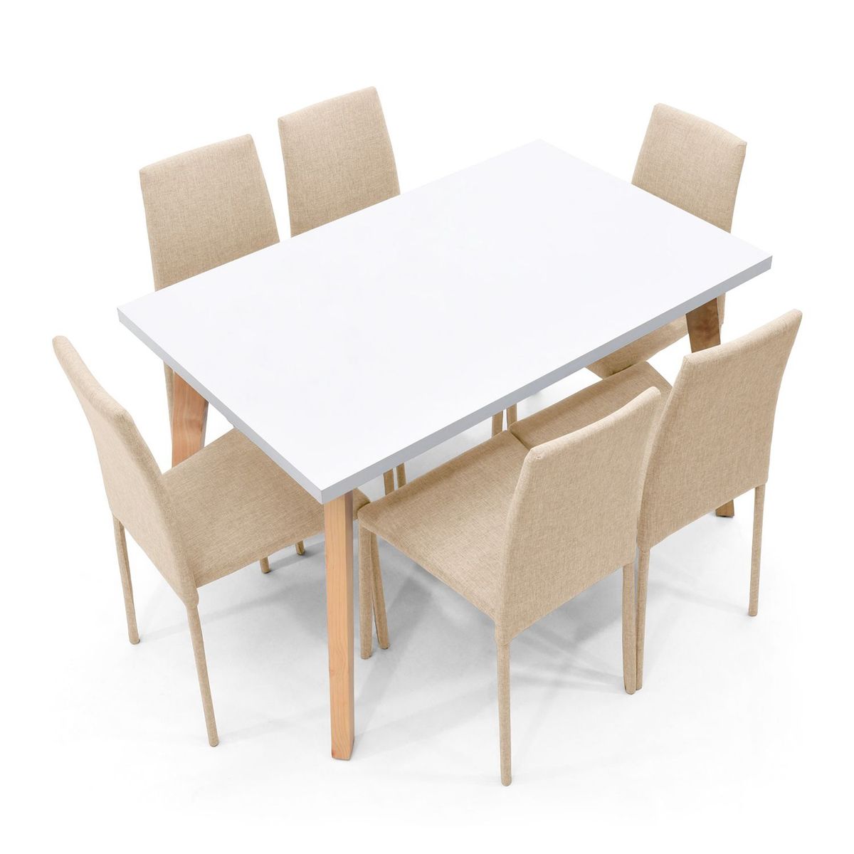 MICA - Juego de Comedor Moderno para 6 Personas Gris (Comedor + 6 Sillas) Mica