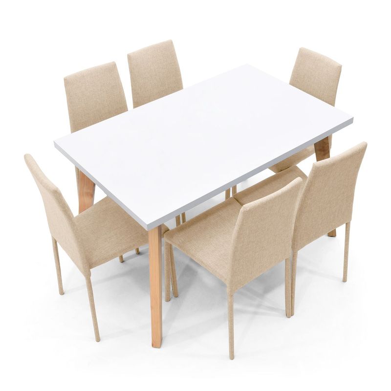 MICA - Juego de Comedor Moderno para 6 Personas Gris (Comedor + 6 Sillas) Mica
