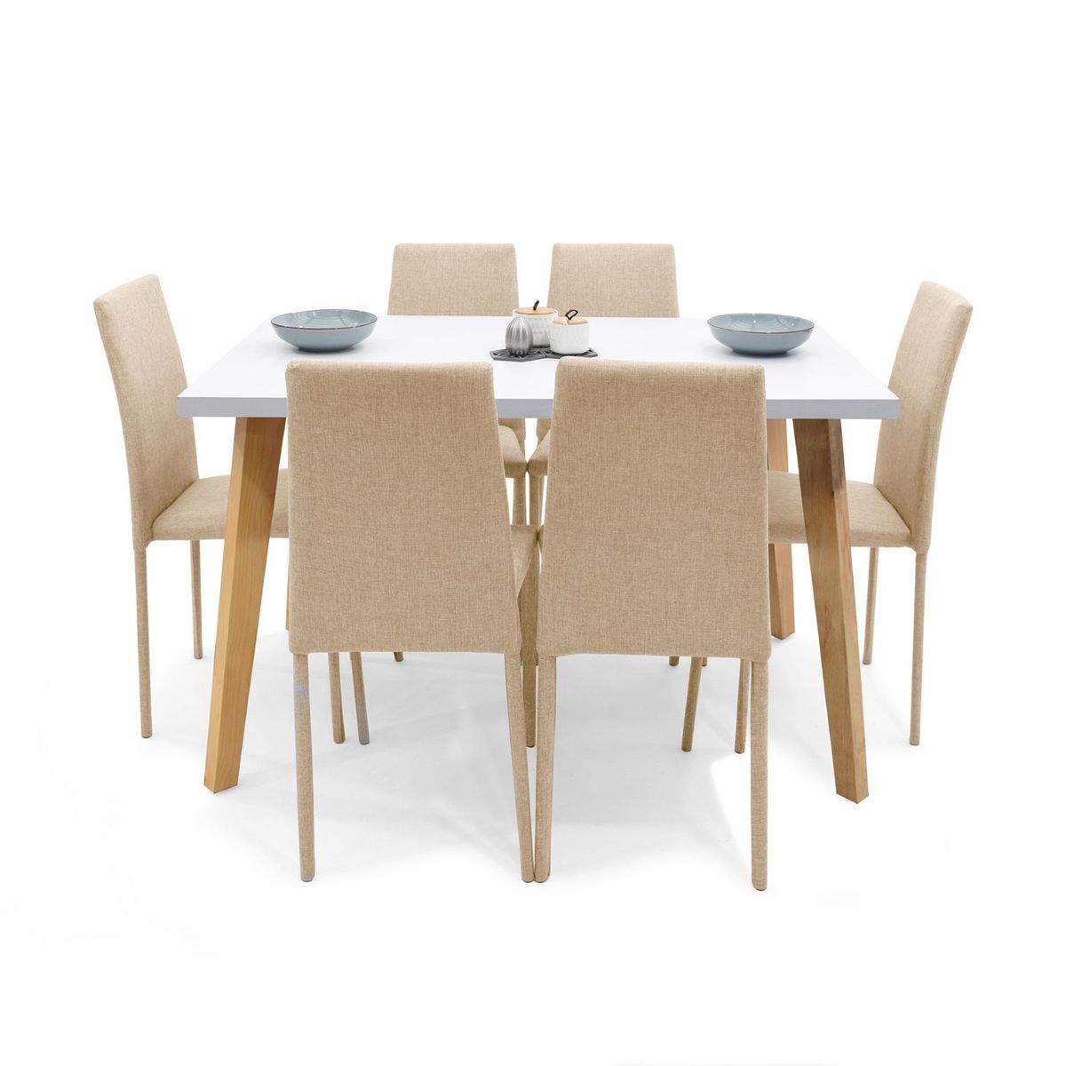 MICA - Juego de Comedor Moderno para 6 Personas Gris (Comedor + 6 Sillas) Mica