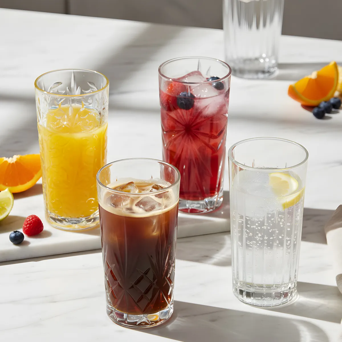 RCR - Vaso de cristal largo RCR: 370 ml 4 piezas