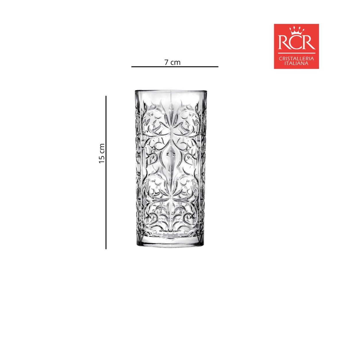 RCR - Vaso de cristal largo RCR: 370 ml 4 piezas