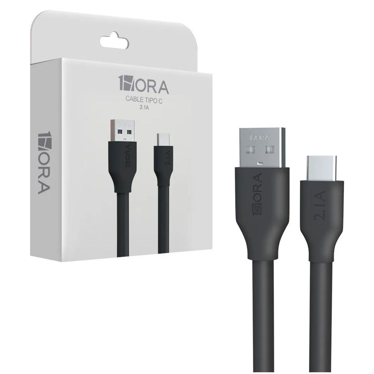 1 HORA - Cable Tipo C 2.1A 1m 1HORA, cable carga rápida con compatibilidad universal, celulares, tablets y otros dispositivos