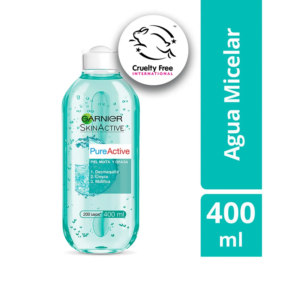 GARNIER - Agua Micelar Pure Active Garnier para Piel Mixta 400 ml
