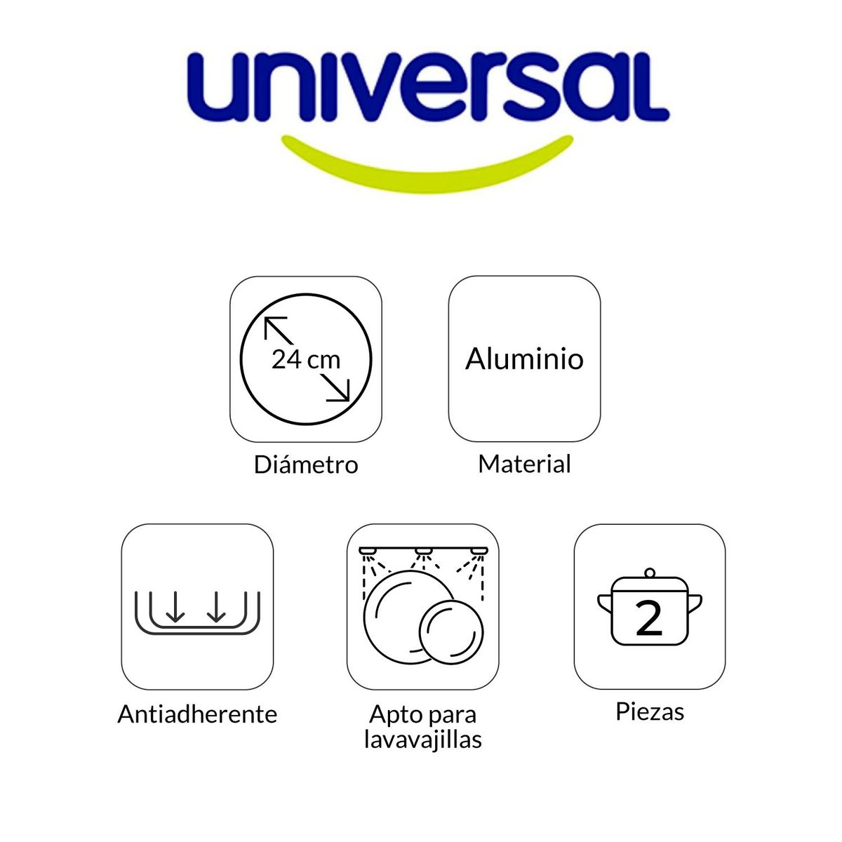 UNIVERSAL - Olla Universal Aluminio 2 lt