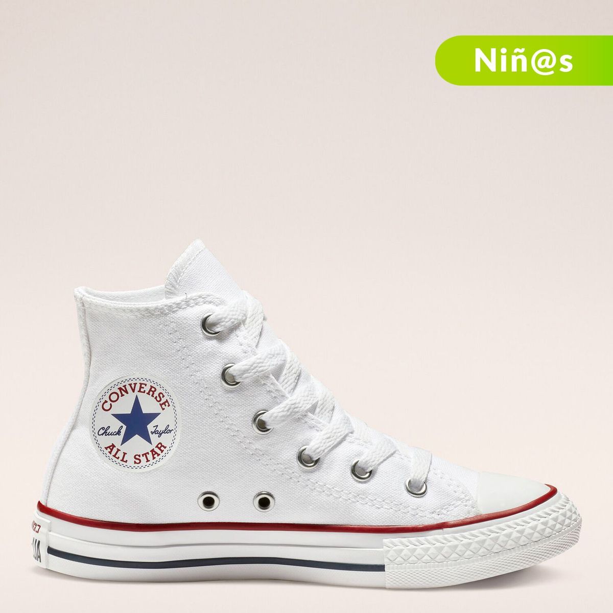 CONVERSE - Tenis Converse Blancos Chuck Taylor All Star Niño
