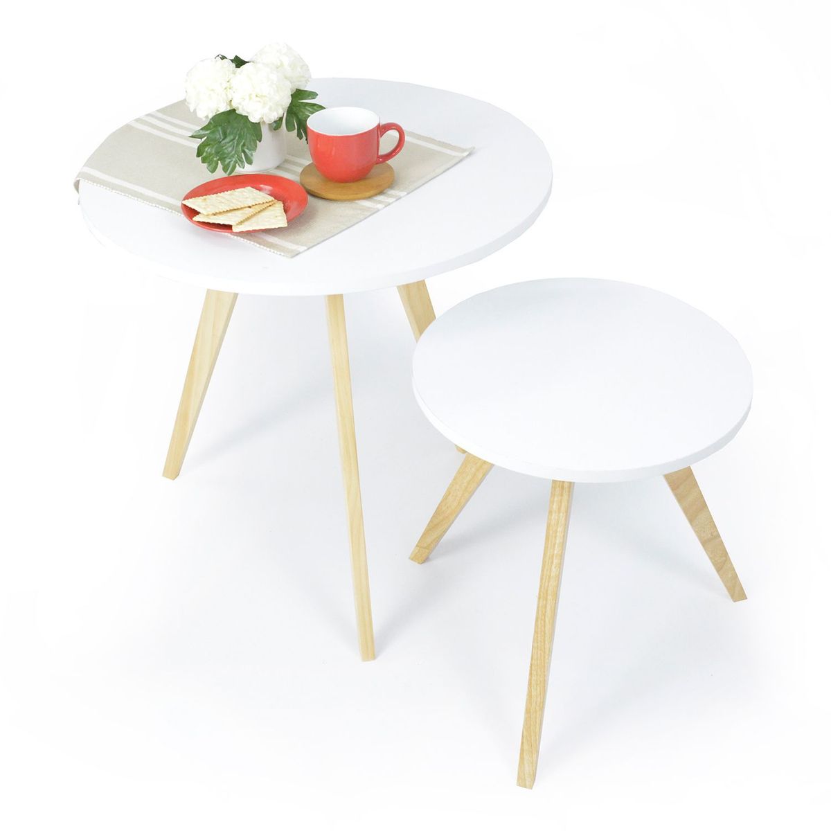 MICA - Mesa Auxiliar Moderna Redonda en Aglomerado MDP 60 x 60 x 60 cm Mica  - Mueble