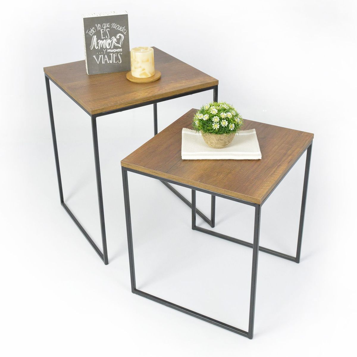 MICA - Mesa Auxiliar Moderna Cuadrada en Aglomerado MDF 45 x 60 x 45 cm Mica  - Mueble