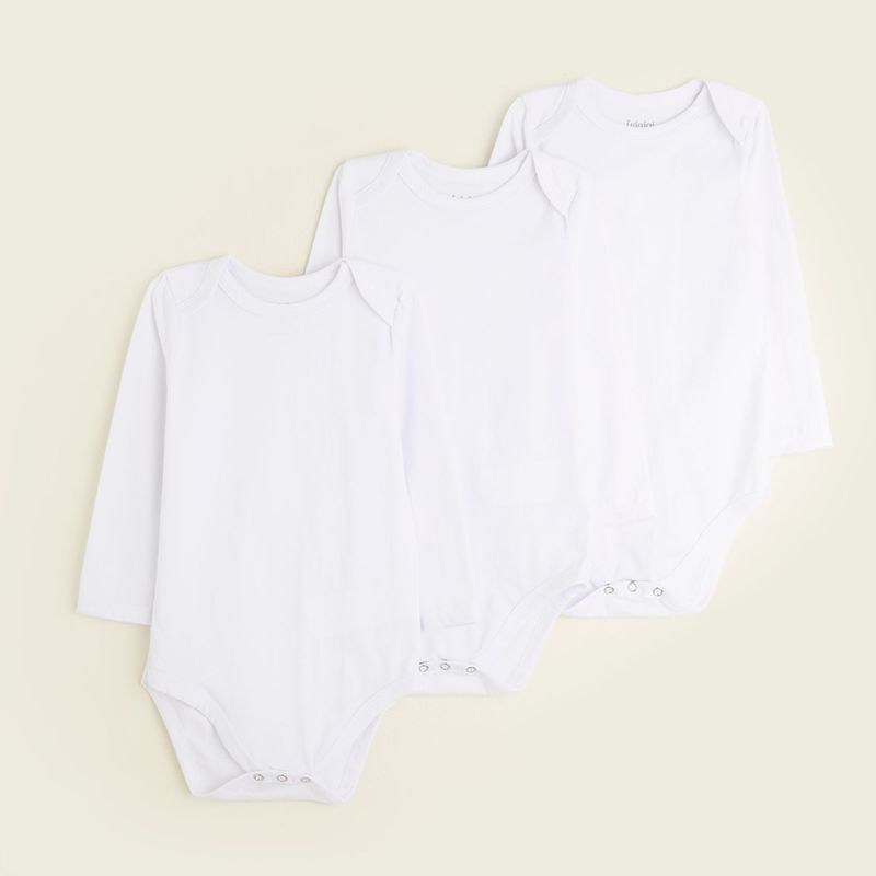 YAMP - Pack x3 Body Blanco Manga Larga para Bebe Unisex Yamp