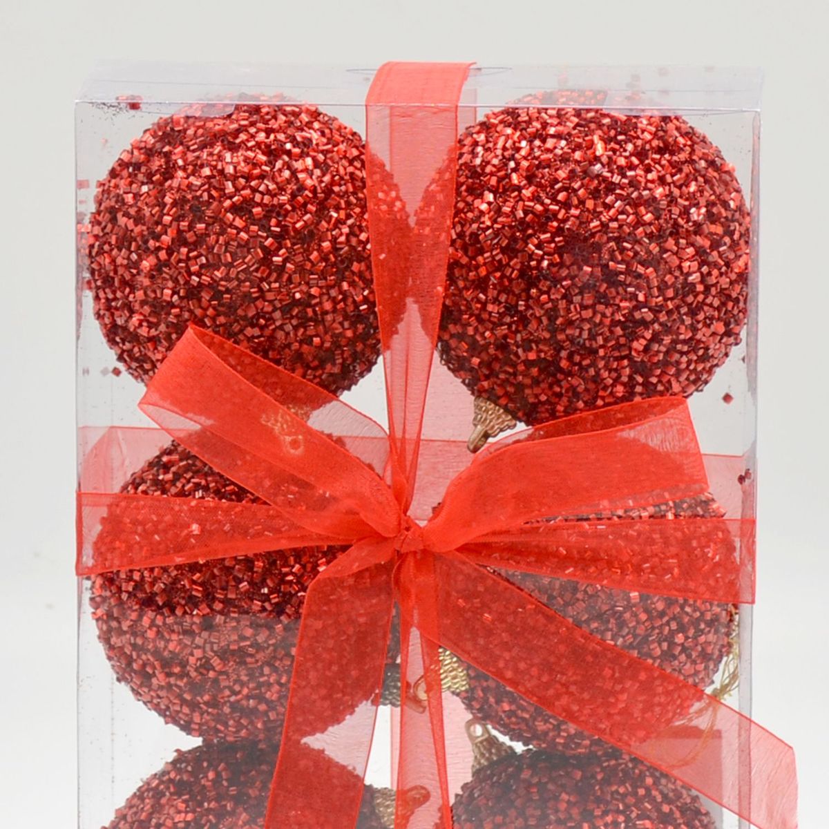 PINCASO - Caja de Bolas x 6 Escarchadas 8 cm Rosadas