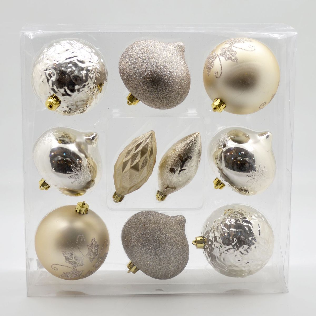 PINCASO - Caja de Bolas x 10 Diseño Surtido Champange 10 cm