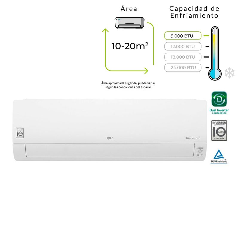 LG - Aire Acondicionado LG  Dual Cool Inverter 9.000 BTU 220v VM092C8