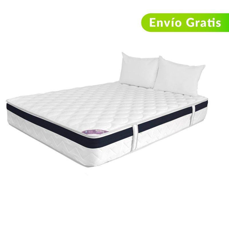 COLCHONES SPRING - Colchón SemiDoble Firmeza Media Ortopédico con Pillow Resortado Exclusive Dream 120 x 190 cm + 2 Almohadas Colchones Spring - Compra Sin Interes, Te Devolvemos el 100% de los Intereses Pagando con Tarjeta CMR Banco Falabella a 3 Cuotas