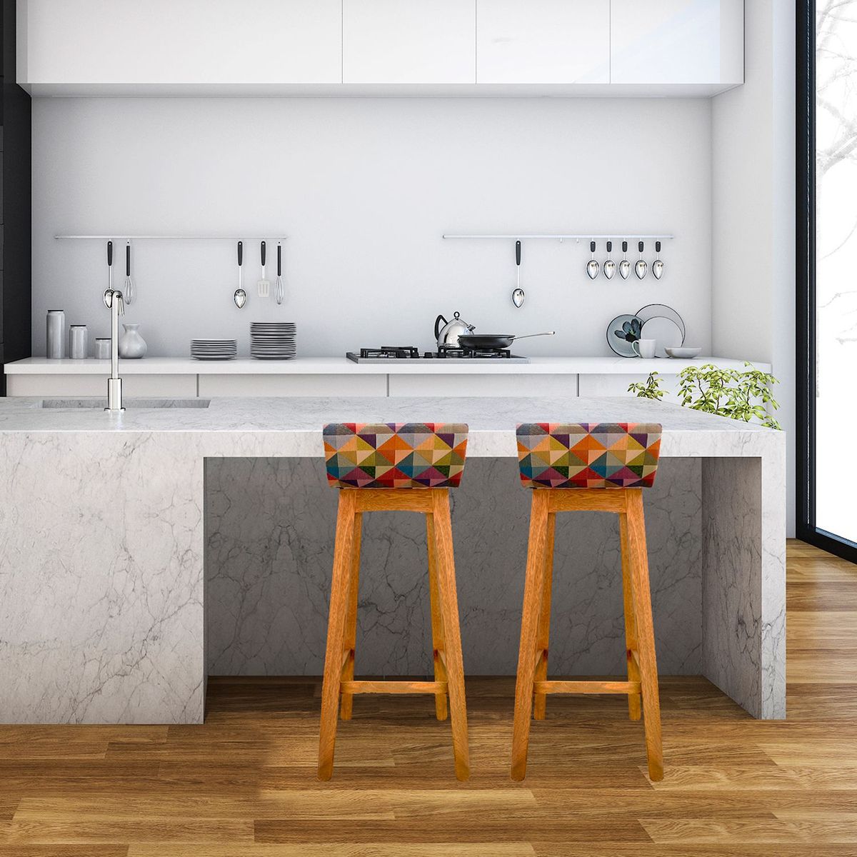 DKO DESIGN - Set x2 Silla de Bar Modernas en Tela (Incluye 2 Sillas) DKO Design