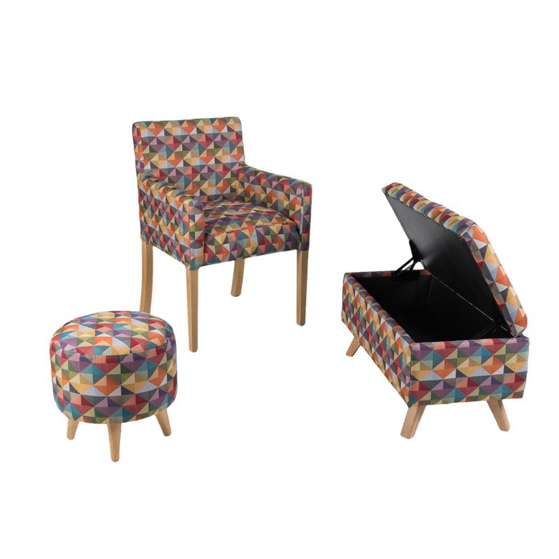 DKO DESIGN - Poltrona Moderna en Tela Colors 90 x 60 x 54 cm DKO Incluye Puff + Banqueta Baúl Design - Mueble