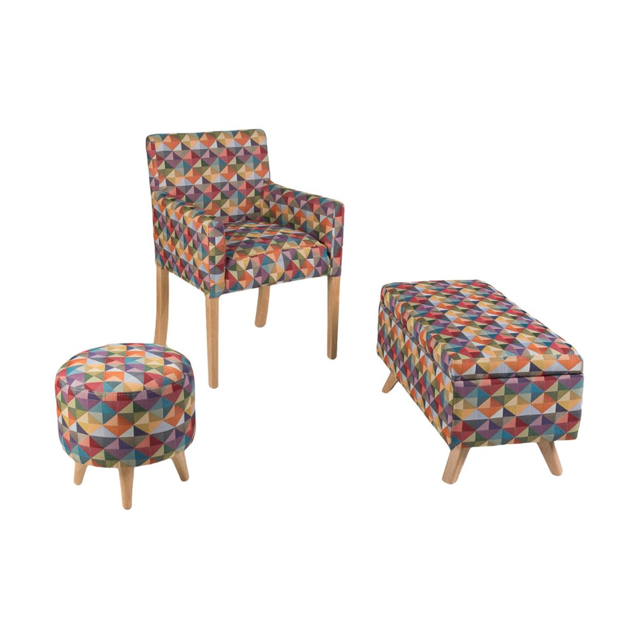 DKO DESIGN - Poltrona Moderna en Tela Colors 90 x 60 x 54 cm DKO Incluye Puff + Banqueta Baúl Design - Mueble