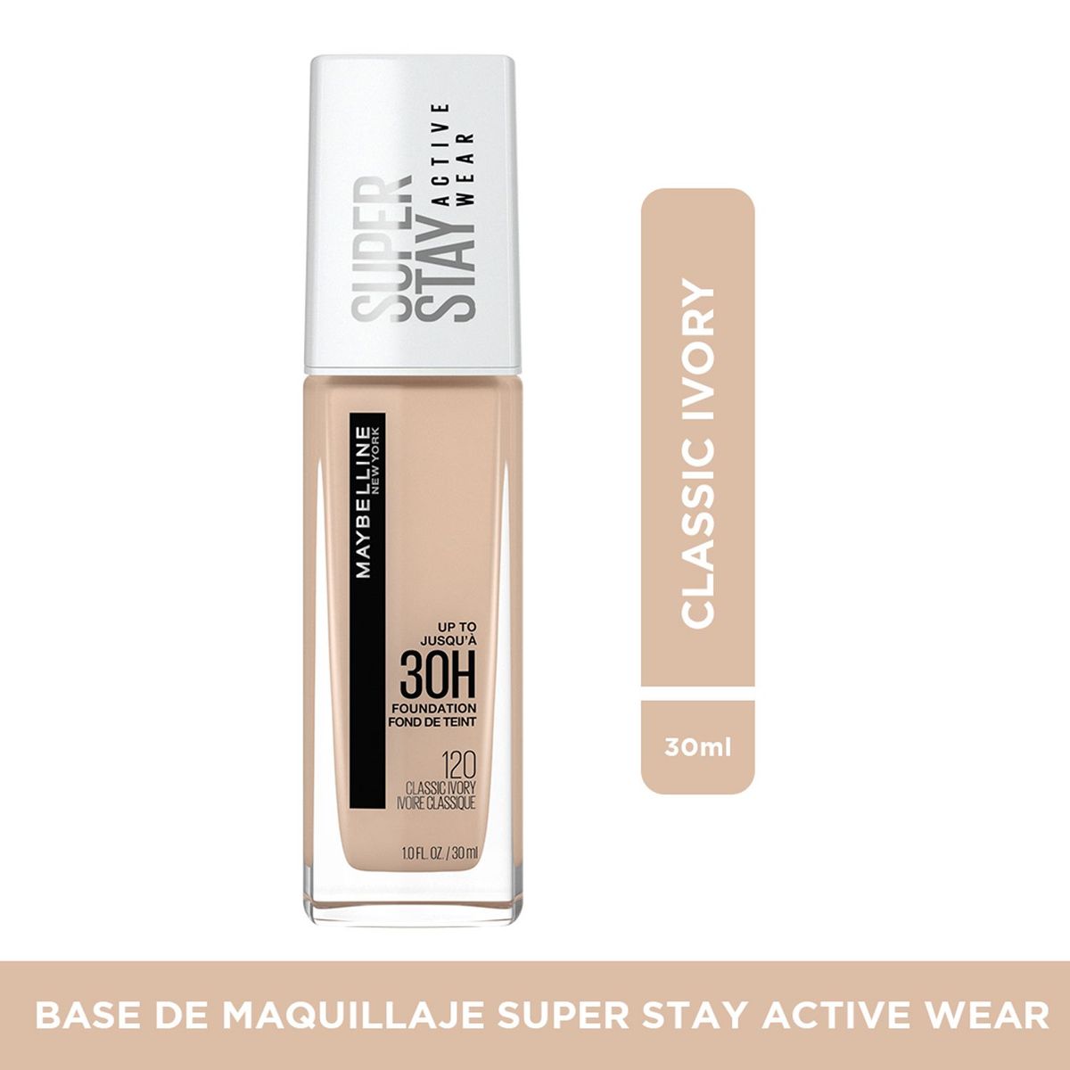 MAYBELLINE - Base de maquillaje Líquida SperStay Full Coverage Natural Beige Active Wear Maybelline 30 ml